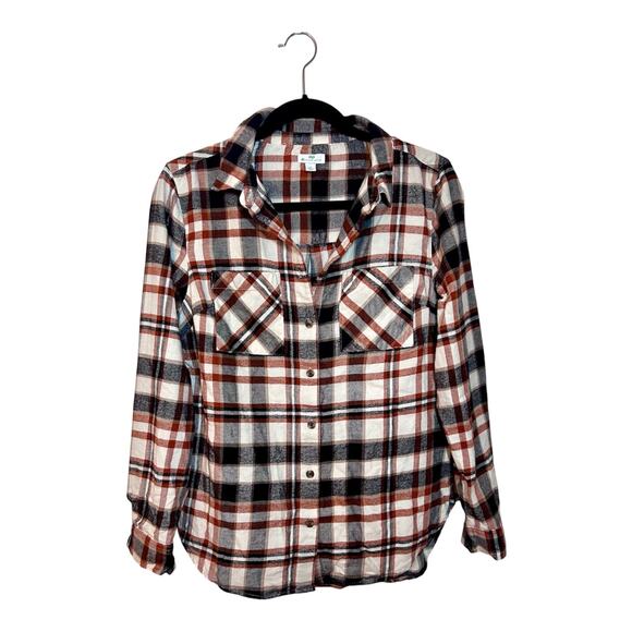 dip Tops - Women’s Organic Cotton Americana Lightweight Fall Plaid Flannel Button Down